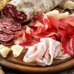 Italian meat platter - prosciutto ham, bresaola, pancetta, salami and parmesan