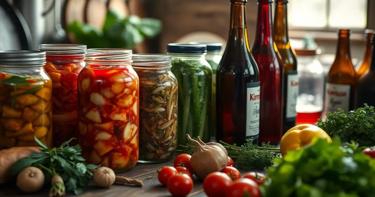 Fermentowane produkty na zimę – Kiszonki, kombucha i inne naturalne probiotyki. – Przepisy i informacje o korzyściach płynących z jedzenia fermentowanych produktów.